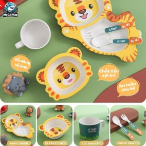 Set đồ dùng ăn dặm sợi tre cho bé 58 set an dam soi tre 16