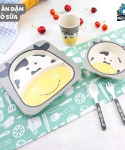 Set đồ dùng ăn dặm sợi tre cho bé 66 set an dam soi tre 2