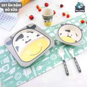 Set đồ dùng ăn dặm sợi tre cho bé 66 set an dam soi tre 2