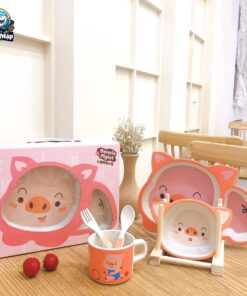 Set đồ dùng ăn dặm sợi tre cho bé 77 set an dam soi tre 22