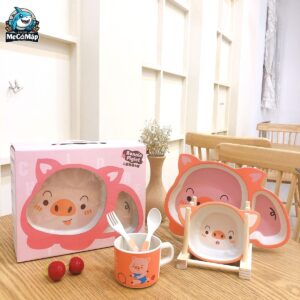 Set đồ dùng ăn dặm sợi tre cho bé 77 set an dam soi tre 22