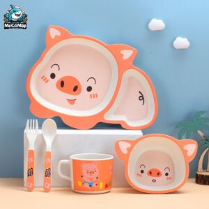 Set đồ dùng ăn dặm sợi tre cho bé 65 set an dam soi tre 3