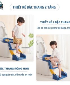Nắp thu nhỏ bồn cầu cho bé kèm thang 27 Thang bo 2in1 4