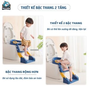 Nắp thu nhỏ bồn cầu cho bé kèm thang 27 Thang bo 2in1 4