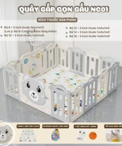 Quây cũi cho bé gấp gọn Pakey Gấu NC01