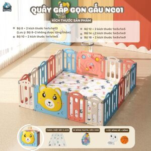 Quây cũi cho bé gấp gọn Pakey Gấu NC01