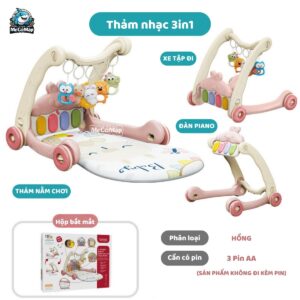 Thảm nhạc cho bé 3in1 TN04 màu hồng