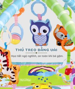 Thảm vải nằm chơi cho bé kèm khung và đồ chơi móc treo
