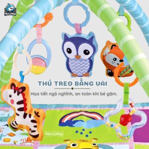 Thảm vải nằm chơi cho bé kèm khung và đồ chơi móc treo