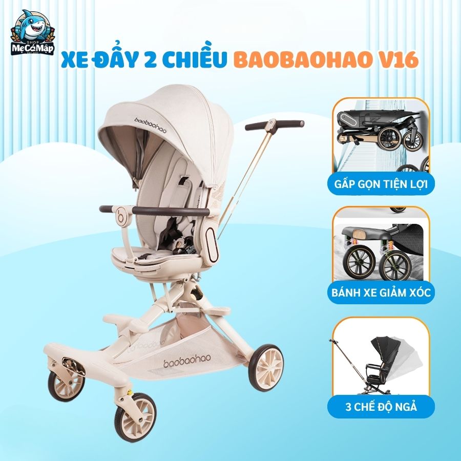 Xe đẩy gấp gọn 2 chiều Baobaohao V16 + Khay ăn dặm V16