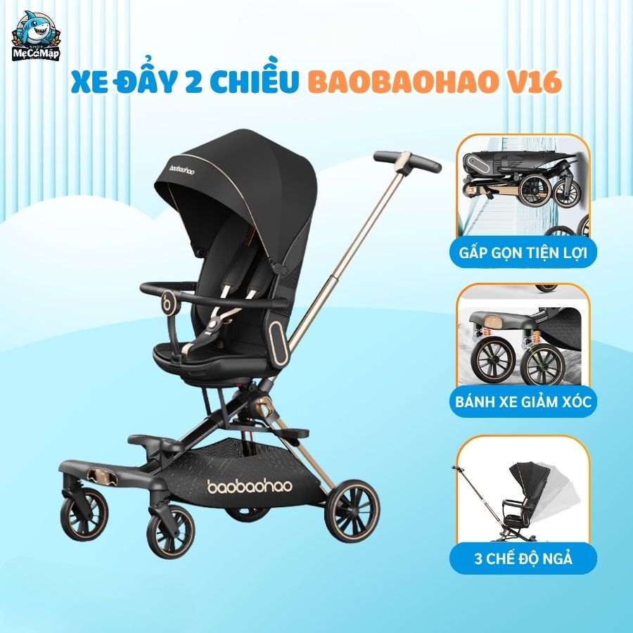 Xe đẩy gấp gọn 2 chiều Baobaohao V16 + Khay ăn dặm V16