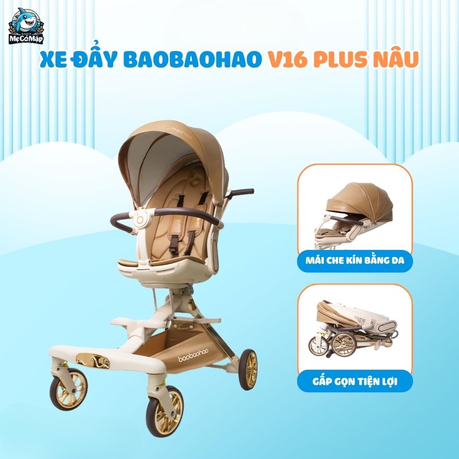 Xe đẩy gấp gọn 2 chiều Baobaohao V16 + Khay ăn dặm V16