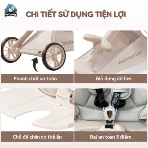 Xe đẩy gấp gọn 2 chiều Baobaohao V16 + Khay ăn dặm V16 78 xe day baobaohao v16 5