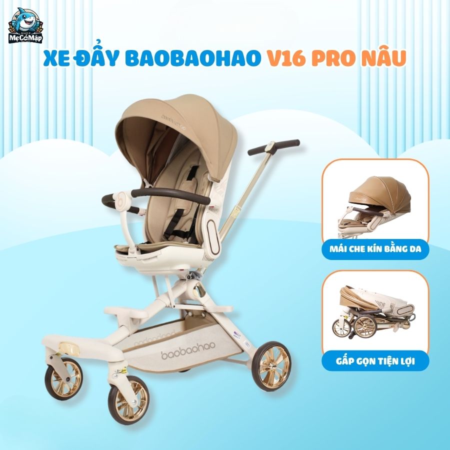 Xe đẩy gấp gọn 2 chiều Baobaohao V16 + Khay ăn dặm V16