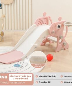 Cầu trượt hươu KS04 màu hồng trắng