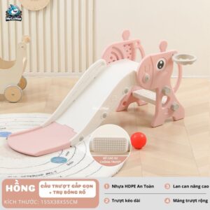 Cầu trượt Hươu KS04 33 Cầu trượt hươu KS04 màu hồng trắng