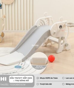 Cầu trượt hươu KS04 màu ghi trắng
