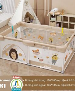 Quây cũi vải cho bé Pakey K1 màu be size 1m2x1m8