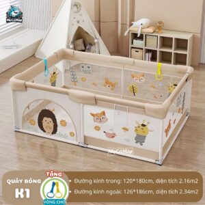 Quây cũi vải Pakey K1 màu be 33 Quây cũi vải cho bé Pakey K1 màu be size 1m2x1m8