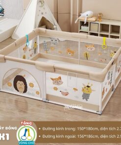 Quây cũi vải cho bé Pakey K1 màu be size 1m5x1m8