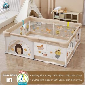 Quây cũi vải Pakey K1 màu be 34 Quây cũi vải cho bé Pakey K1 màu be size 1m5x1m8
