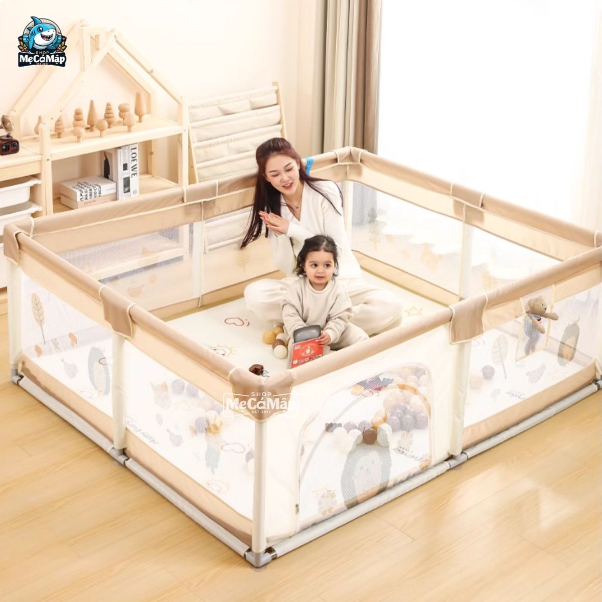 Quây cũi vải Pakey K1 màu be
