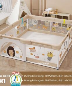 Quây cũi vải cho bé Pakey K1 màu be size 1m8x2m