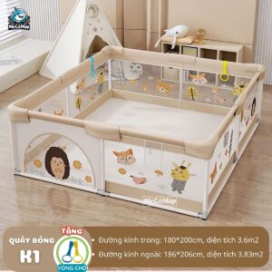 Quây cũi vải Pakey K1 màu be 35 Quây cũi vải cho bé Pakey K1 màu be size 1m8x2m