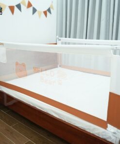 Thanh chắn giường Pakey S1 nâng cấp 67 Vải Oxford cao cấp, thông thoáng, ba mẹ vẫn có thể quan sát bé từ xa