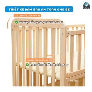 Giường cũi gỗ cho bé Pakey CG01
