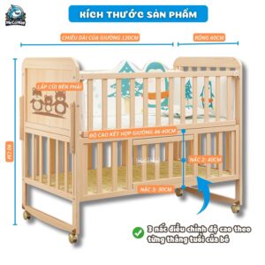 Giường cũi gỗ cho bé Pakey CG01