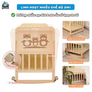 - Tạo cảm giác như đang nằm trong nôi mẹ, giúp bé thư giãn, dễ dàng đi vào giấc ngủ sâu và ngon hơn, đồng thời bé có thể tự chơi và thư giãn trong nôi mà vẫn nằm trong tầm mắt của ba mẹ.