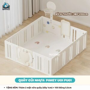 Quây cũi nhựa Pakey Voi PV01 16 Quây cũi cho bé Pakey Voi PV01 size 1m8x2m