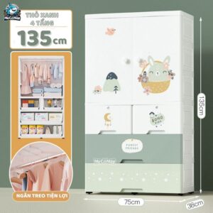 Tủ nhựa cho bé Pakey HX004 màu xanh lá 14 Tủ nhựa cho bé Pakey HX004 màu xanh lá – hình thỏ