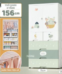 Tủ nhựa cho bé Pakey HX004 màu xanh lá 15 Tủ nhựa cho bé Pakey HX004 màu xanh lá – hình thỏ