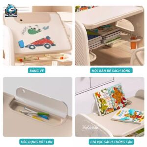 Bộ bàn học thông minh kèm bảng vẽ Pakey YY02-YY03