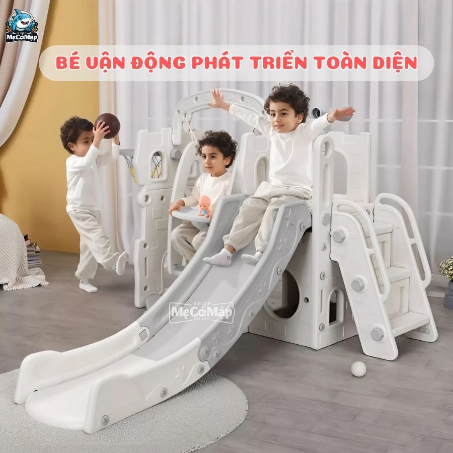Cầu trượt xích đu Pakey P-CS07 máng dài 2m 27 CTXĐ Lâu đài P-CS07