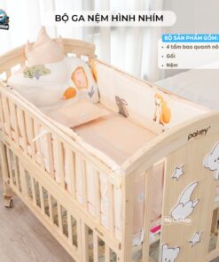 Bộ quây ga nệm nôi cũi cho bé hình nhím