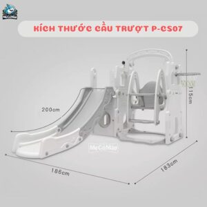 Cầu trượt xích đu Pakey P-CS07 máng dài 2m 19 CTXĐ Lâu đài P-CS07