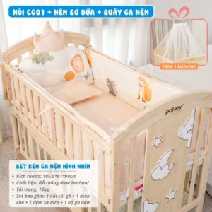 Nôi cũi Pakey CG01 kèm nệm