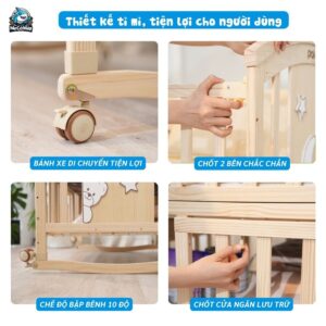 Nôi cũi gỗ đa năng Pakey CG02 23 Nôi cũi gỗ cho bé Pakey CG02
