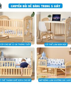 Nôi cũi gỗ đa năng Pakey CG02 22 Nôi cũi gỗ cho bé Pakey CG02