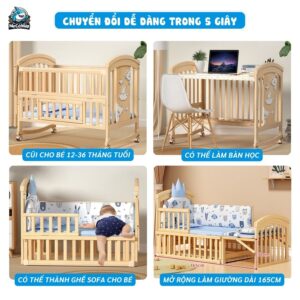 Nôi cũi gỗ đa năng Pakey CG02 22 Nôi cũi gỗ cho bé Pakey CG02