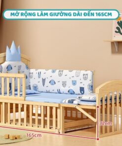 Nôi cũi gỗ Pakey CG02 kèm nệm 17 Nôi cũi cho bé Pakey CG02 kèm nệm