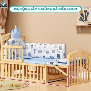 Nôi cũi gỗ Pakey CG02 kèm nệm 17 Nôi cũi cho bé Pakey CG02 kèm nệm