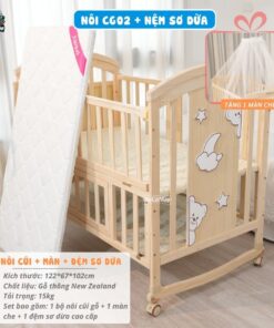 Nôi cũi gỗ Pakey CG02 kèm nệm 21 Nôi cũi cho bé Pakey CG02 kèm nệm