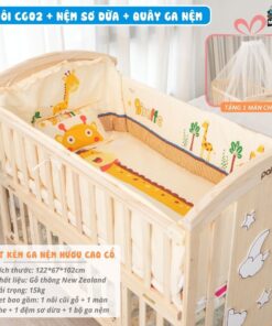 Nôi cũi gỗ Pakey CG02 kèm nệm 25 Nôi cũi cho bé Pakey CG02 kèm nệm