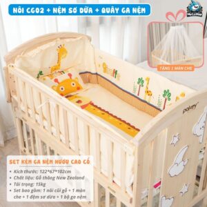 Nôi cũi gỗ Pakey CG02 kèm nệm 25 Nôi cũi cho bé Pakey CG02 kèm nệm