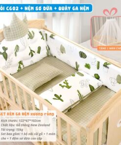 Nôi cũi gỗ Pakey CG02 kèm nệm 24 Nôi cũi cho bé Pakey CG02 kèm nệm