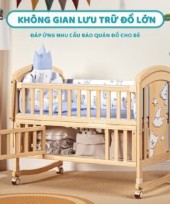 Nôi cũi gỗ Pakey CG02 kèm nệm 18 Nôi cũi cho bé Pakey CG02 kèm nệm